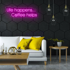 Life Happens Coffee Helps Neon Sign - Uplift Your Space - NeonXpert