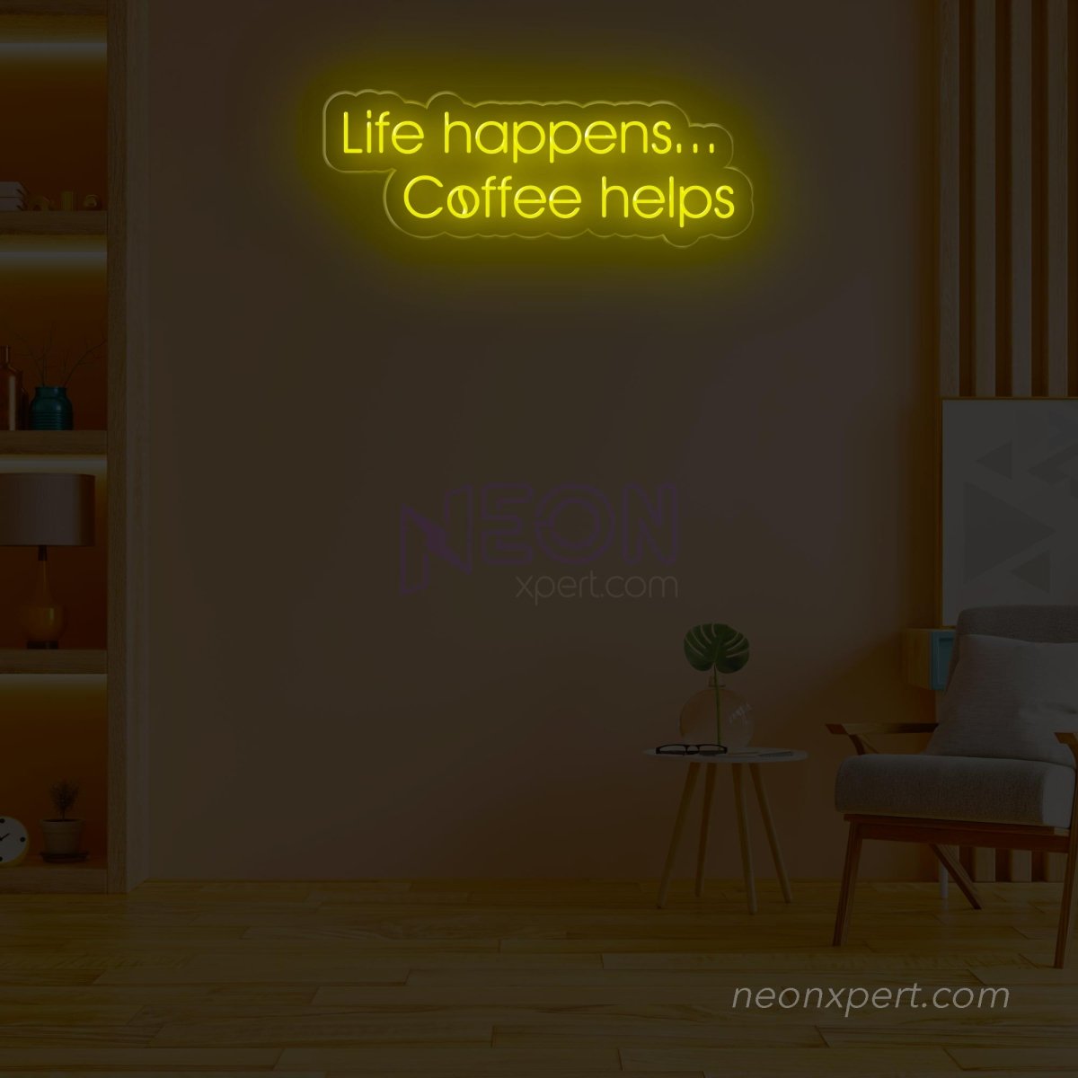 Life Happens Coffee Helps Neon Sign - Uplift Your Space - NeonXpert