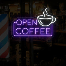 Light Up Open Coffee Sign for Coffee Shop | Warm Coffee Ambiance - NEONXPERT