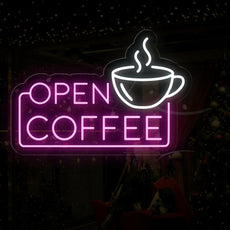 Light Up Open Coffee Sign for Coffee Shop | Warm Coffee Ambiance - NEONXPERT