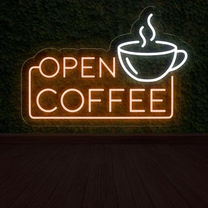Light Up Open Coffee Sign for Coffee Shop | Warm Coffee Ambiance - NEONXPERT