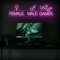 Male Female Gamer - Funny Game Room Neon Sign - NEONXPERT