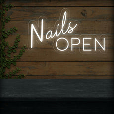 Nails Open Neon Sign | Salon Entrance Led Light Decor - NEONXPERT