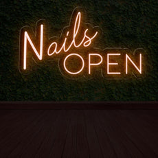 Nails Open Neon Sign | Salon Entrance Led Light Decor - NEONXPERT