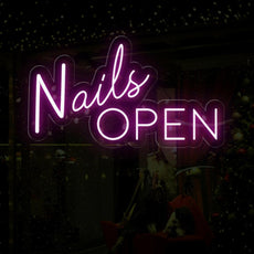 Nails Open Neon Sign | Salon Entrance Led Light Decor - NEONXPERT