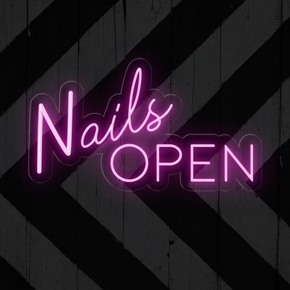 Nails Open Neon Sign | Salon Entrance Led Light Decor - NEONXPERT