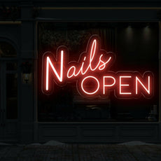 Nails Open Neon Sign | Salon Entrance Led Light Decor - NEONXPERT