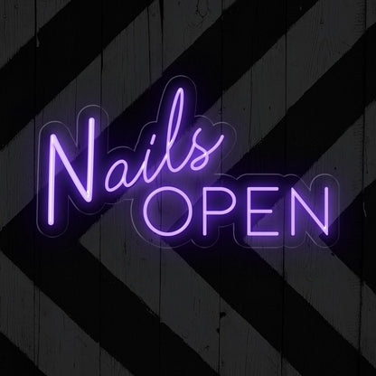 Nails Open Neon Sign | Salon Entrance Led Light Decor - NEONXPERT