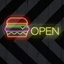 Neon Burger Open Sign - Led Neon Light For Burger Place - NEONXPERT