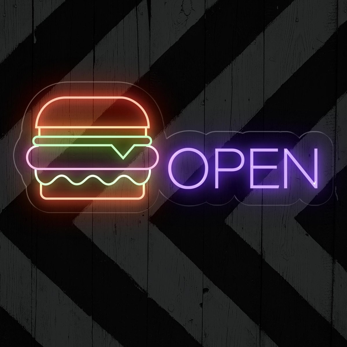Neon Burger Open Sign - Led Neon Light For Burger Place - NEONXPERT