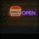Neon Burger Open Sign - Led Neon Light For Burger Place - NEONXPERT