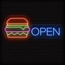 Neon Burger Open Sign - Led Neon Light For Burger Place - NEONXPERT