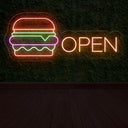 Neon Burger Open Sign - Led Neon Light For Burger Place - NEONXPERT