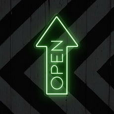 Neon Open Sign with Arrow | Directional Neon Signage - NEONXPERT