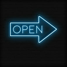 Neon Open Sign with Arrow | Directional Neon Signage - NEONXPERT