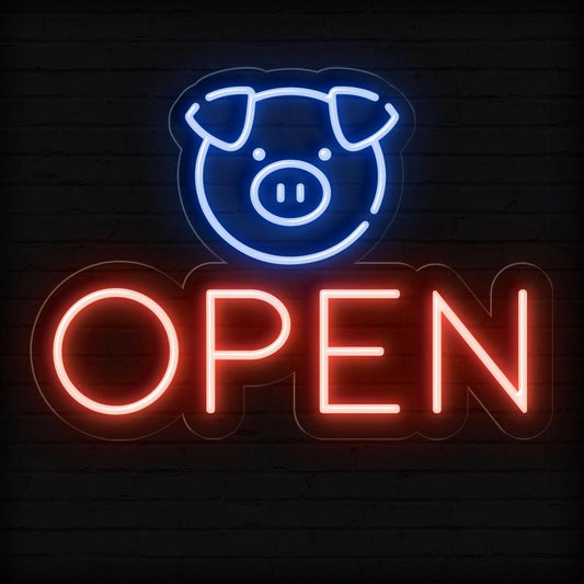 Neon Pig Open Sign Cute LED Light - NEONXPERT