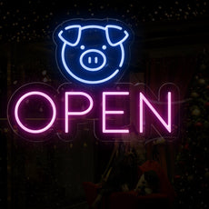 Neon Pig Open Sign Cute LED Light - NEONXPERT