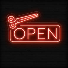 Open and Close Scissor Neon Sign for Salons | Ligh up Salon Business Sign - NEONXPERT