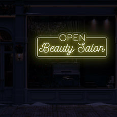 Open Beauty Salon Neon Sign - LED Light for Stylish Business Entrance - NEONXPERT