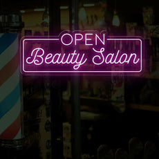 Open Beauty Salon Neon Sign - LED Light for Stylish Business Entrance - NEONXPERT