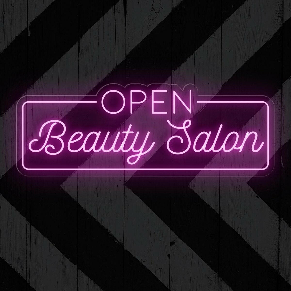 Open Beauty Salon Neon Sign - LED Light for Stylish Business Entrance ...