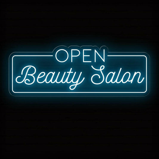 Open Beauty Salon Neon Sign - LED Light for Stylish Business Entrance - NEONXPERT