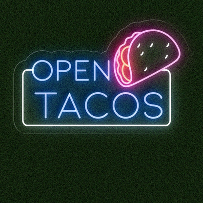 Open Tacos Neon Sign | Irresistible Illumination for Your Taco Spot - NEONXPERT