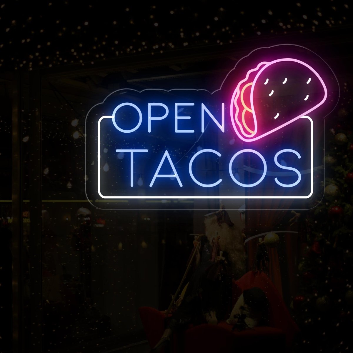 Open Tacos Neon Sign | Irresistible Illumination for Your Taco Spot - NEONXPERT