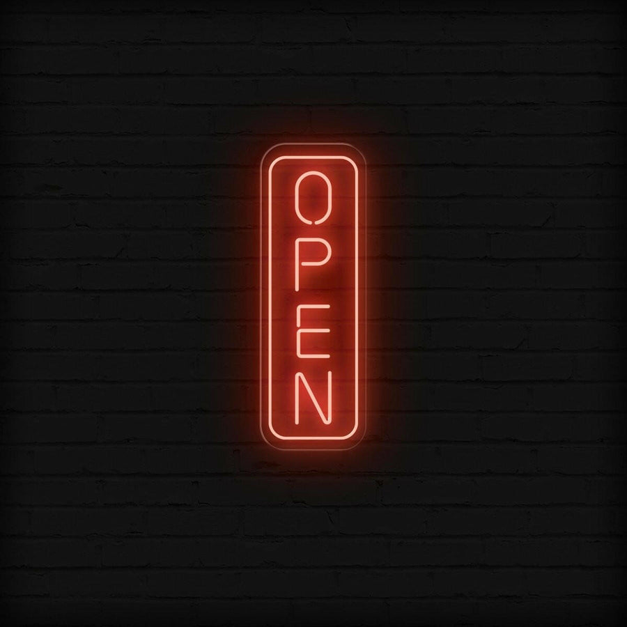 Open Vertical LED Neon Sign | Large Outdoor Light Up Sign - NEONXPERT