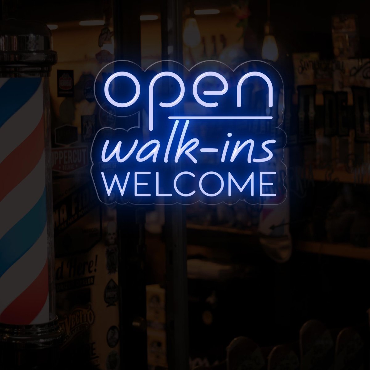 Open Walk-Ins Welcome Neon Sign - Illuminate Your Welcome Message - NEONXPERT