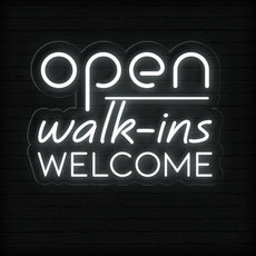 Open Walk-Ins Welcome Neon Sign - Illuminate Your Welcome Message - NEONXPERT