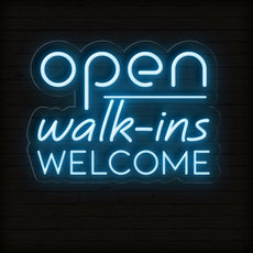 Open Walk-Ins Welcome Neon Sign - Illuminate Your Welcome Message - NEONXPERT