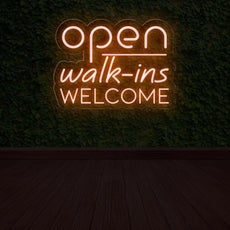 Open Walk-Ins Welcome Neon Sign - Illuminate Your Welcome Message - NEONXPERT