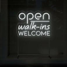 Open Walk-Ins Welcome Neon Sign - Illuminate Your Welcome Message - NEONXPERT