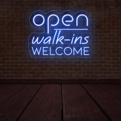 Open Walk-Ins Welcome Neon Sign - Illuminate Your Welcome Message - NEONXPERT