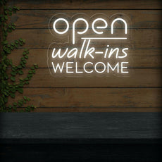 Open Walk-Ins Welcome Neon Sign - Illuminate Your Welcome Message - NEONXPERT