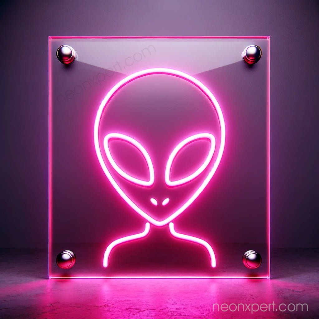Pink Alien Head Neon Sign LED Light Wall Decor - NeonXpert