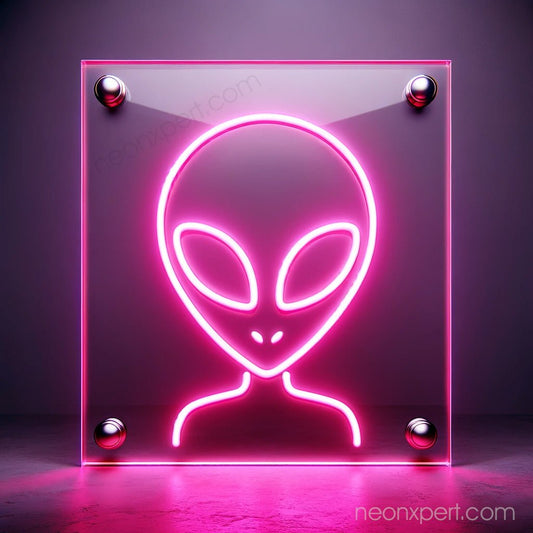 Pink Alien Head Neon Sign LED Light Wall Decor - NeonXpert