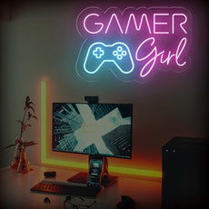 Pink Gamer Girl LED Neon Sign - Light up your Game Room Decor - NEONXPERT