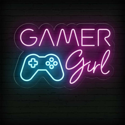 Pink Gamer Girl LED Neon Sign - Light up your Game Room Decor - NEONXPERT