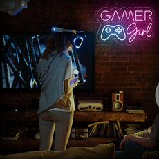 Pink Gamer Girl LED Neon Sign - Light up your Game Room Decor - NEONXPERT