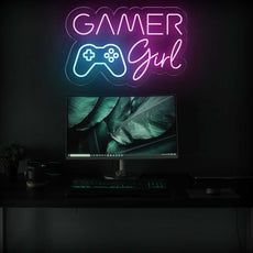 Pink Gamer Girl LED Neon Sign - Light up your Game Room Decor - NEONXPERT