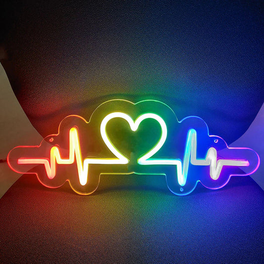 Rainbow Heartbeat Pride Neon Sign [USB] - NeonXpert