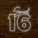 Sweet 16 Large Neon Sign - Elegant Backdrop for Birthday Celebrations - NeonXpert