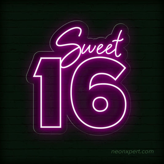 Sweet 16 Large Neon Sign - Elegant Backdrop for Birthday Celebrations - NeonXpert
