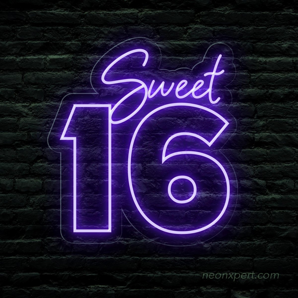 Sweet 16 Large Neon Sign - Elegant Backdrop for Birthday