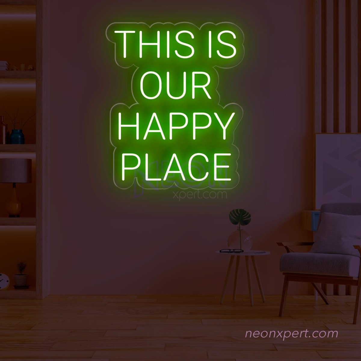This Is Our Happy Place LED Light Sign for Joyful Spaces - NeonXpert