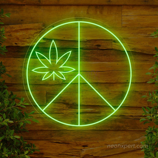 Weed Peace Symbol LED Neon Light – Relaxing Decor - NeonXpert