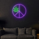 Weed Peace Symbol LED Neon Light – Relaxing Decor - NeonXpert