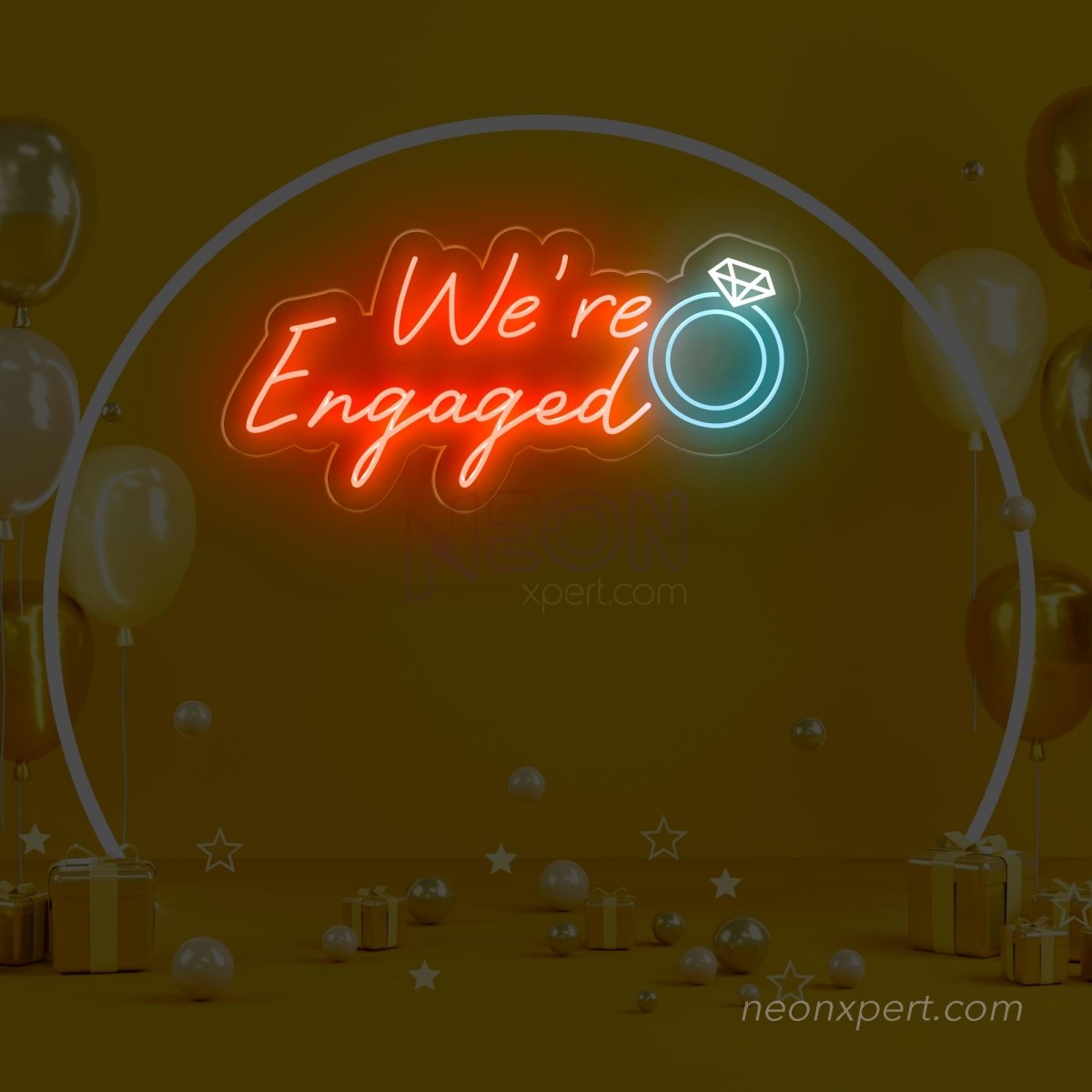 Engegment Led Sign We're Engaged LED Neon Sign Large - Romantic Engagement Celebration ...